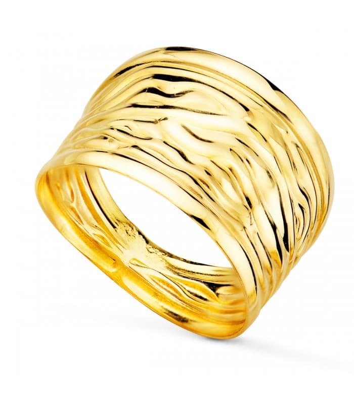 Anillo de oro para mujer ancho con ondas