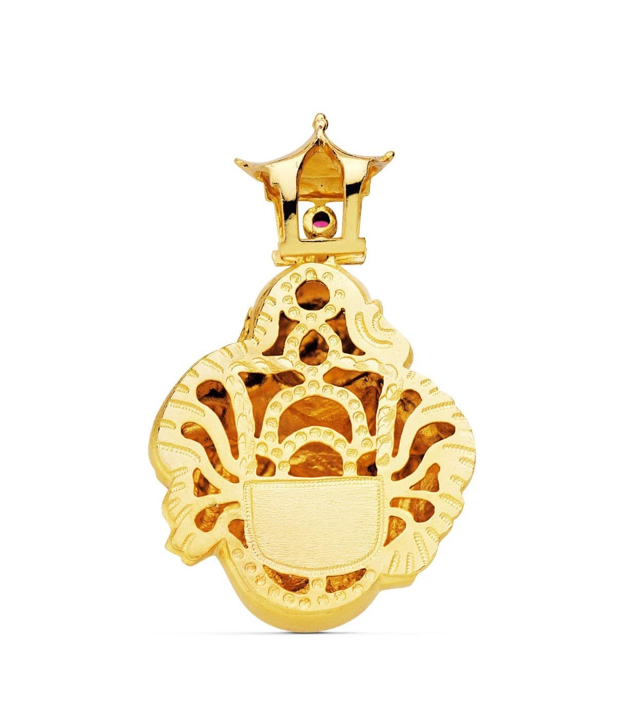 Colgante hombre Buda Oro 18K Piedra roja | comprar joyas online | colgante macizo oro 750