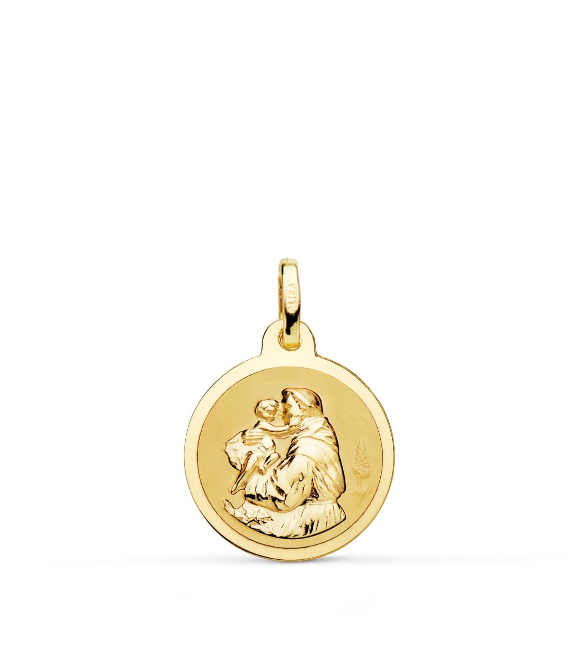 Medaglia S. Antonio da Padova Oro 18Kt 16mm lucida, ciondoli nascita e battesimo
