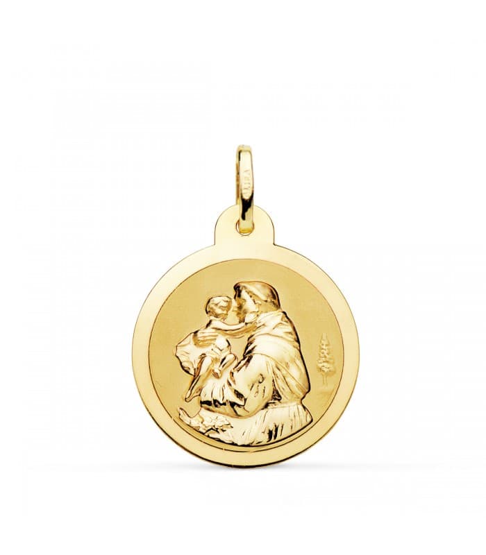 Medalla San Antonio Oro 18K 22mm Brillo - medalla religiosa católica - joya personalizada