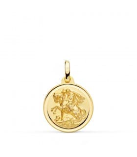 Medalla San Jorge Oro 18K 16mm Bisel - Colgante Sant Jordi