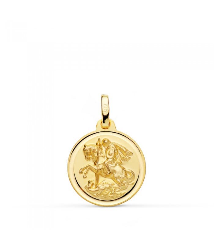 Medalla San Jorge Oro 18K 16mm Bisel - Colgante Sant Jordi