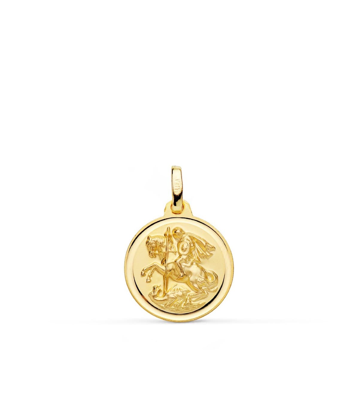 Medalla San Jorge Oro 18K 16mm Bisel - Colgante Sant Jordi