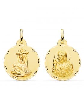 Escapulario V. de las Angustias y Corazón de Jesús Oro 18k 22 mm | comprar online medallas religiosas de oro