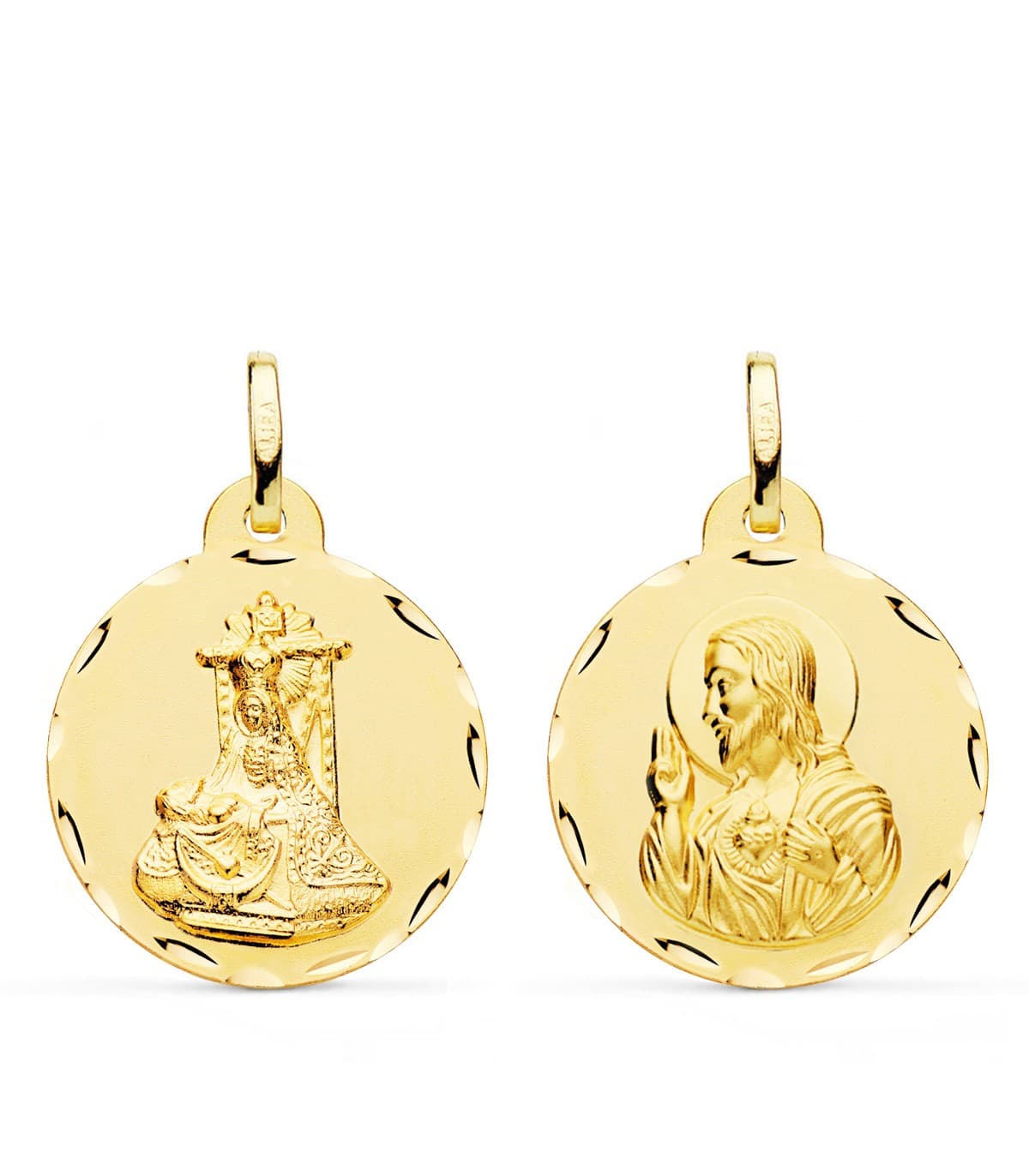 Scapulaire V. des Angoisses et Sacré Coeur de Jésus Or 18K 22mm | Médaille religieuse