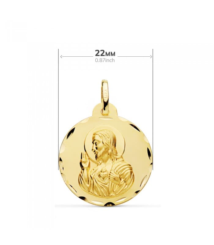 Escapulario V. de las Angustias y Corazón de Jesús Oro 18k 22 mm