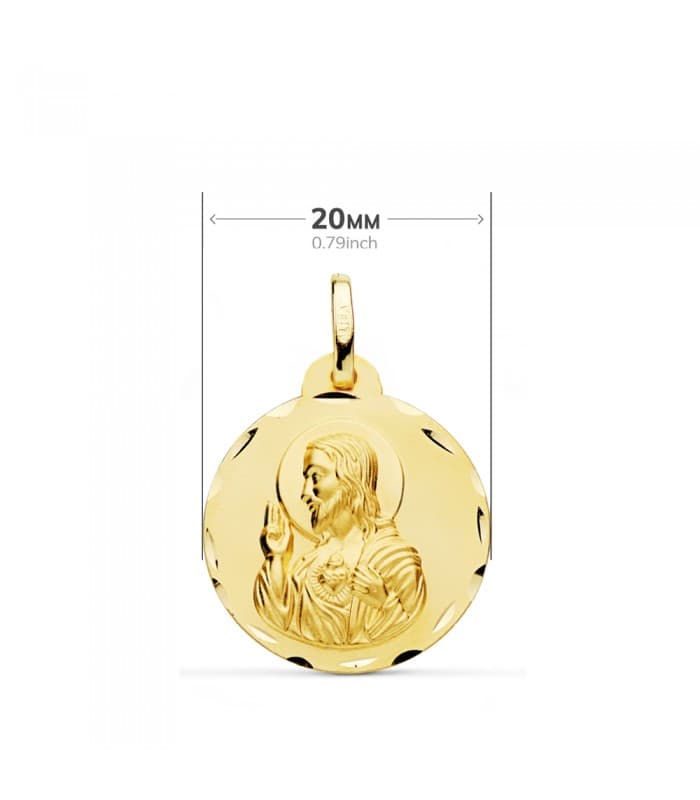 Escapulario V. de las Angustias y Corazón de Jesús Oro 18k 20 mm