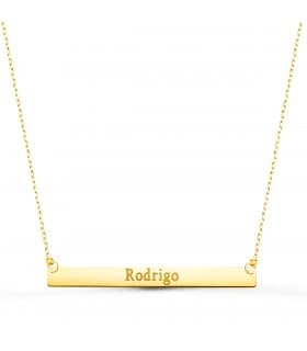 Collar personalizable barra Oro Amarillo 18 K | collar con nombre ,  grabado de fecha, iniciales