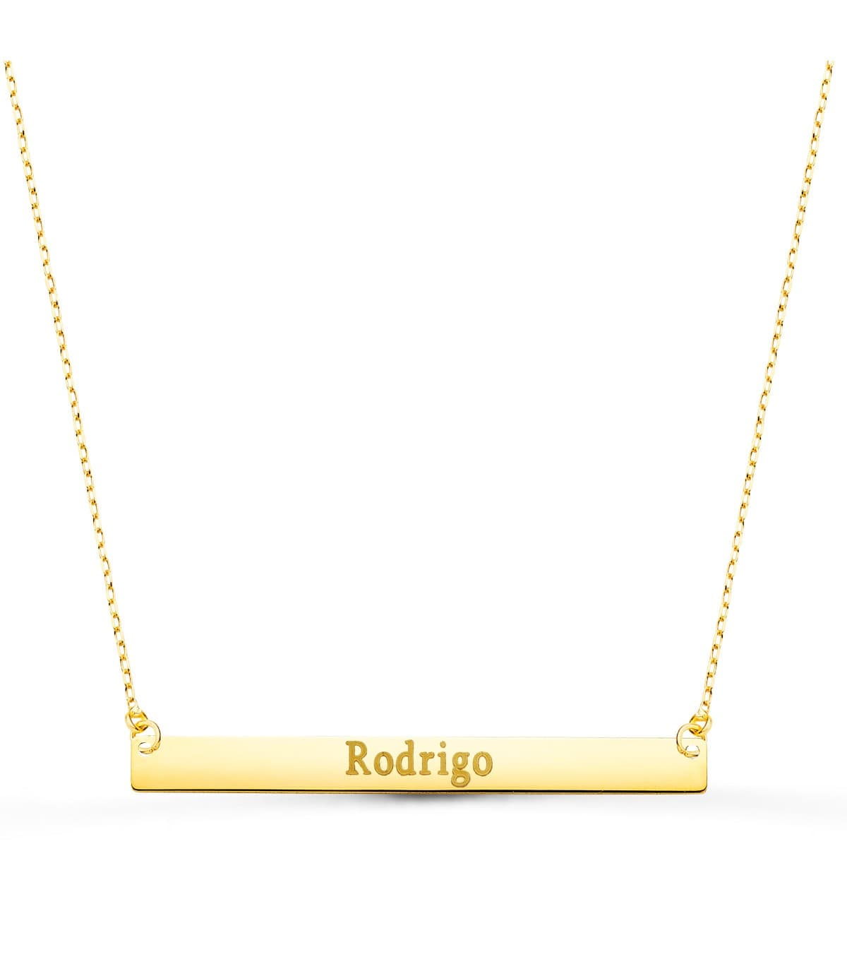 Collar personalizable barra Oro Amarillo 18 K | collar con nombre ,  grabado de fecha, iniciales