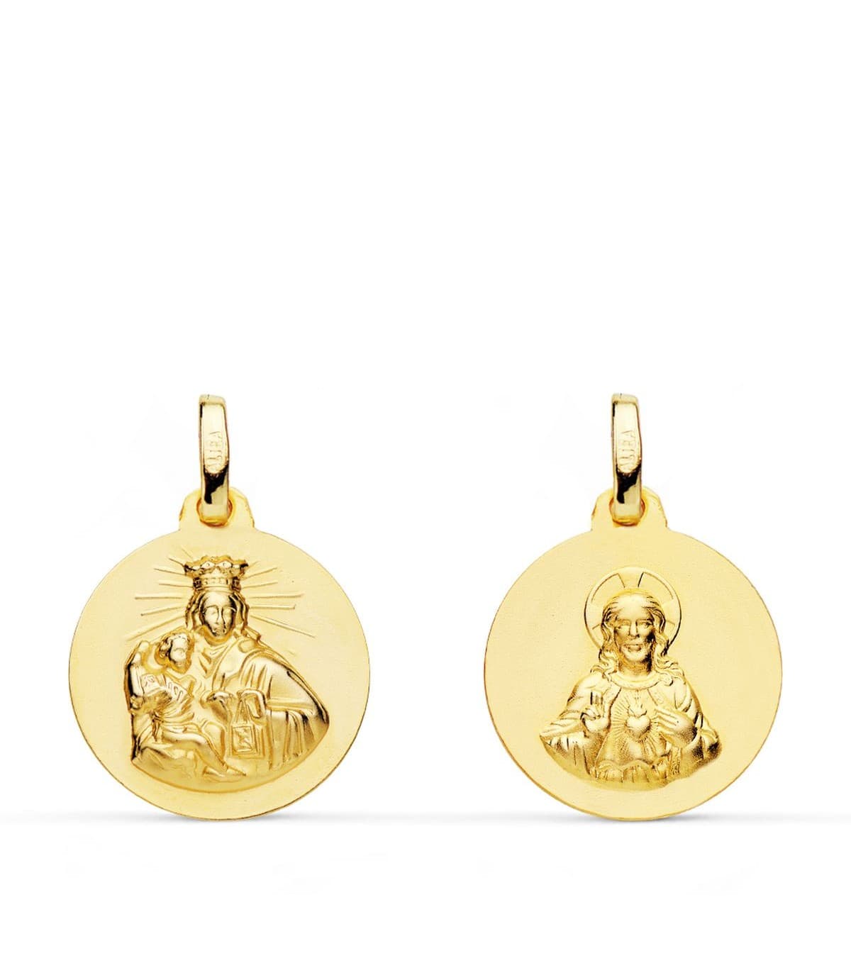 V. Carmen y C. Jesús Oro 18K Escapulario 16mm