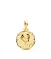 Medalla Dulce Niño de la flor Oro 18k 15mm Tallada