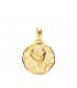 Medaglia Battessimo bambino a fiore oro 18kt 17mm lavorata
