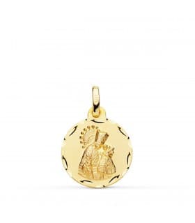 Medalla Virgen de los Desamparados Oro 18k 16mm Tallada