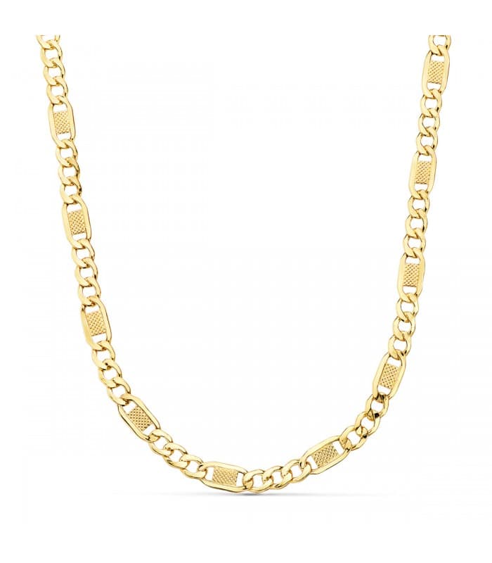 Chaîne figaro Sculptée Or Jaune 18K 5 mm 60cm