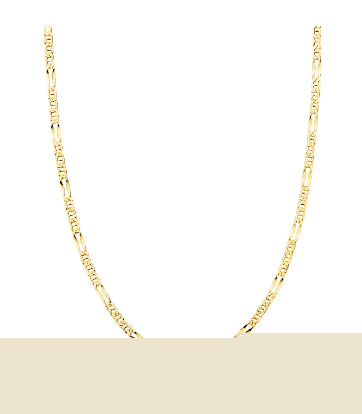 Collana a maglia alternata marina e Figaro - Oro giallo, misura 2 mm 50 cm | Catene da donna