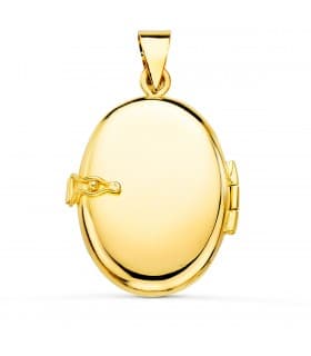 Portafoto Liso Oval Oro 18 K 25 MM
