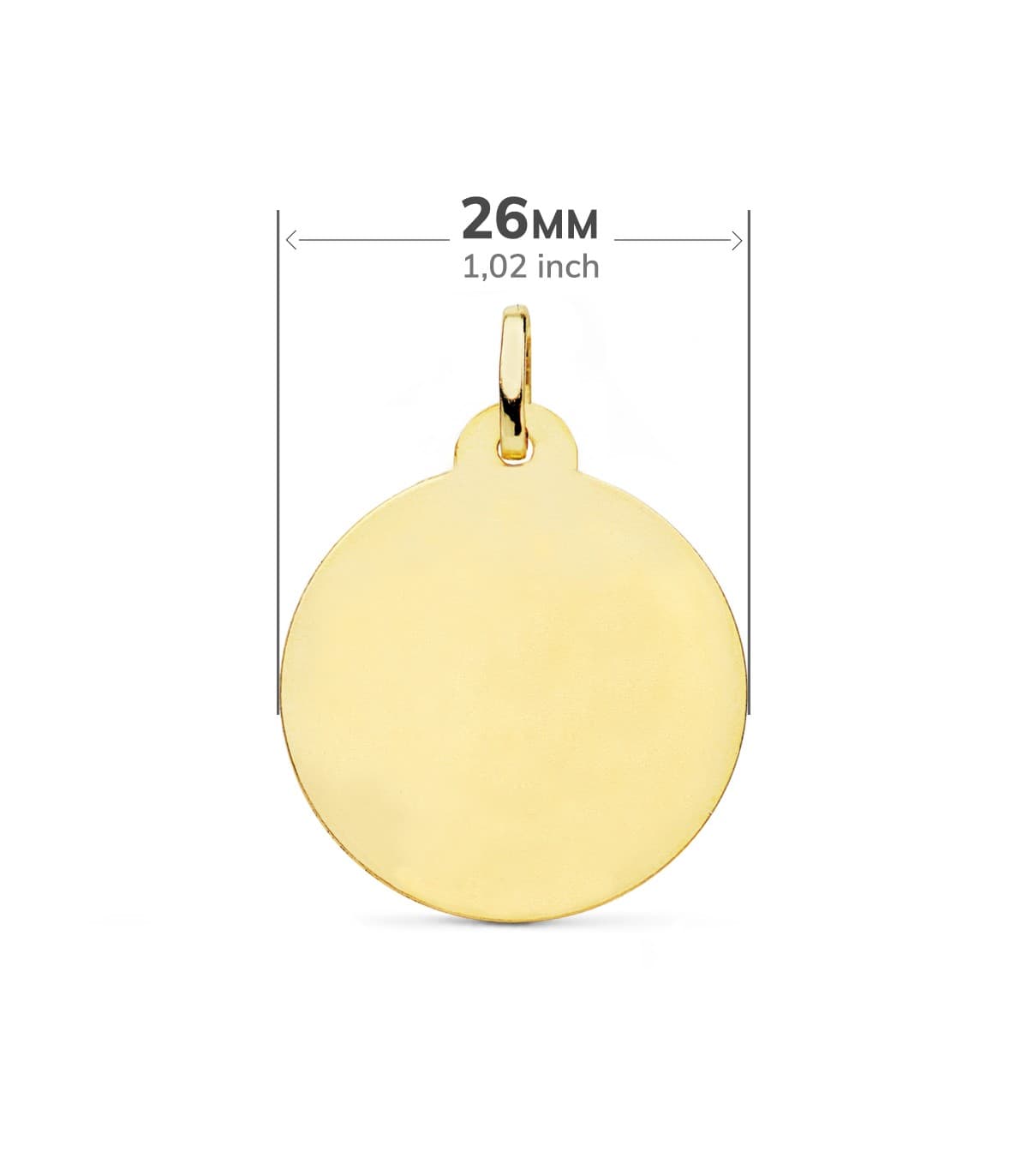 Medalla Corazón de Jesús Oro 18K 26 mm Bisel - colgantes personalizados con grabado