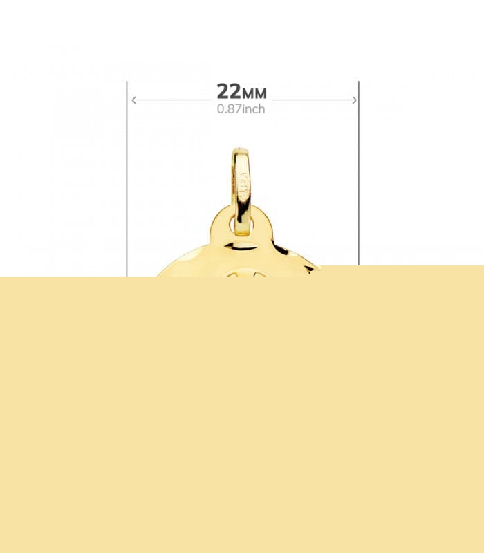 V. Carmen y C. Jesús Oro 18K Escapulario Tallado 22mm