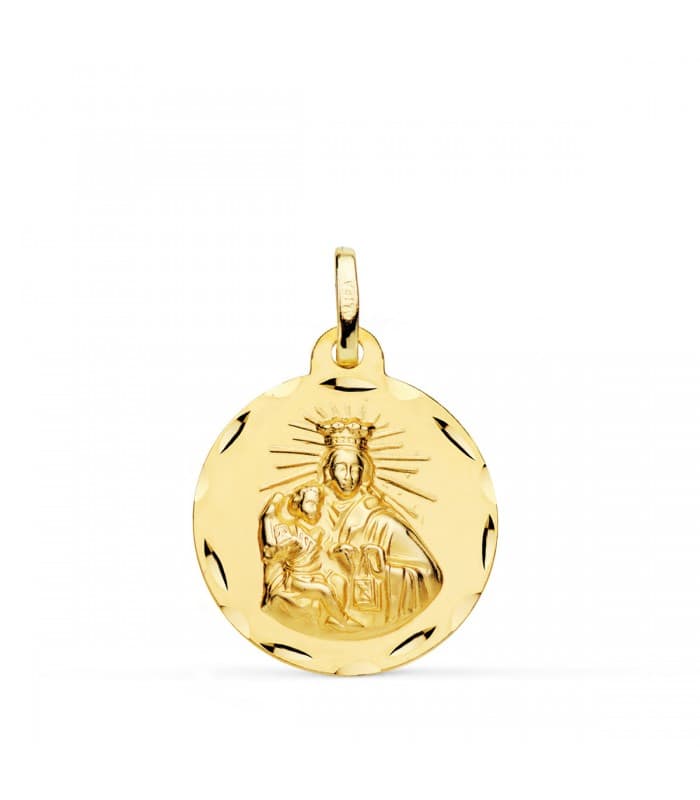Medaglia lavorata Madonna del Carmine (del Monte Carmelo) - Scapolare oro 20 mm