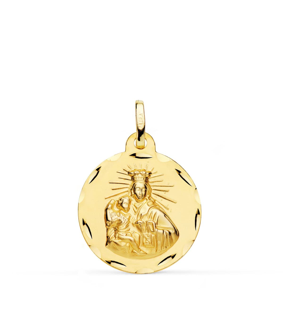 Medalla de la Virgen del Carmen y Corazón de Jesús Escapulario Tallado diametro 20 mm - medalla religiosa católica.