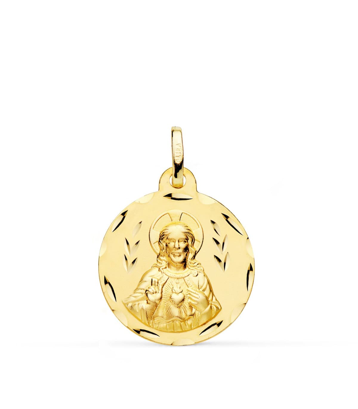 V. Carmen y C. Jesús Oro 18K Escapulario Tallado 20mm - medalla religiosa católica - joyería online