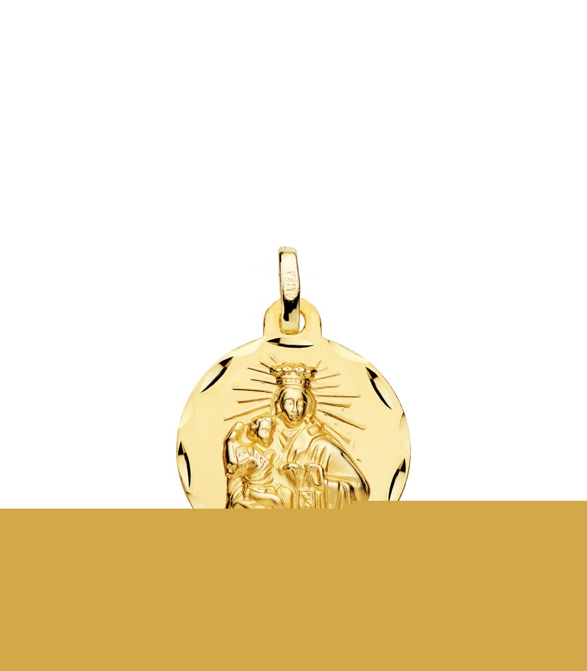 V. Carmen y C. Jesús Oro 18K Escapulario Tallado 18mm - medalla religiosa católica - joyería online