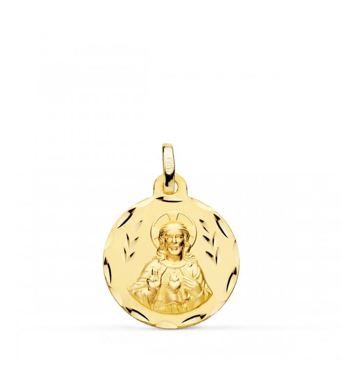 V. Carmen y C. Jesús Oro 18K Escapulario Tallado 18mm - medalla religiosa católica - joyería online