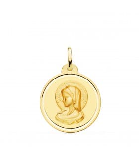 Medalla Virgen María Velo Oro 18K 18mm | medallas religiosas de moda mujer, collares oro