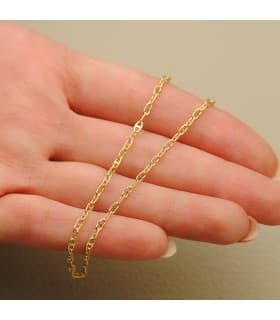 Catena oro giallo 750 maglia Marina e lavorata, Collana traversino 2 mm x 45 cm.