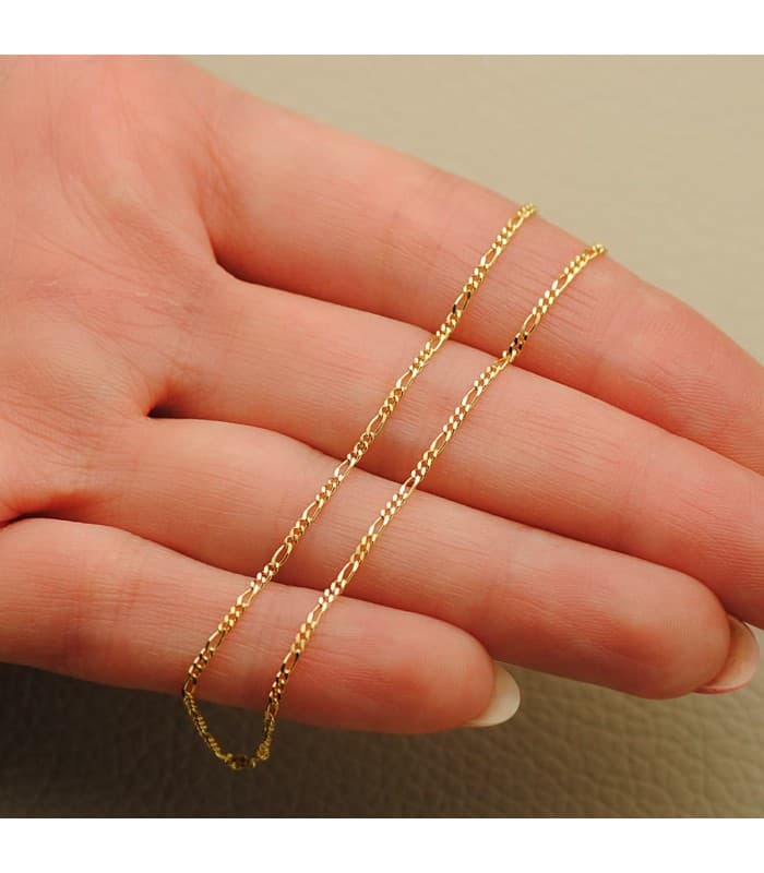 Cadena fina Fígaro Oro 18K 1 mm 60cm | cadenilla para hombre, joyería online