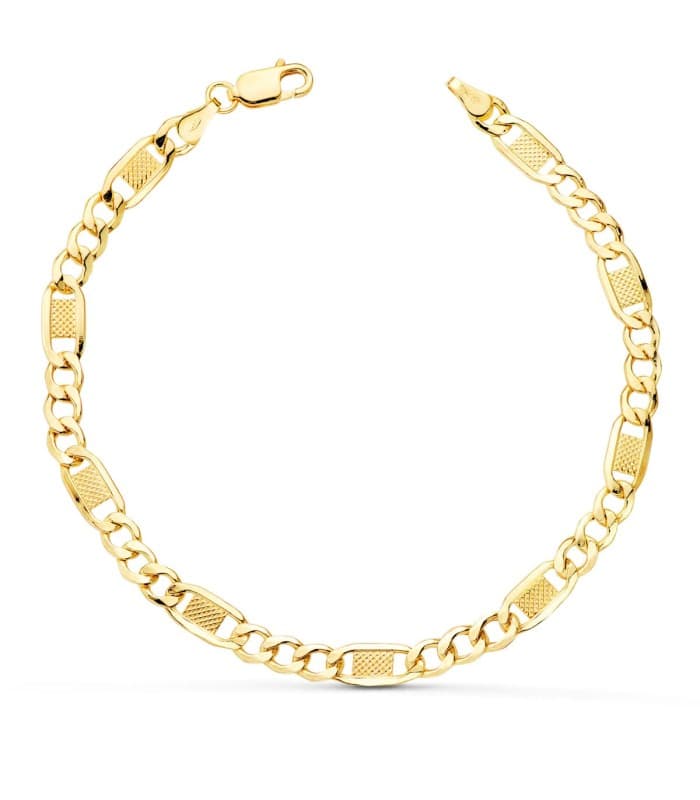 Bracelet 3x1 Facetté Or Jaune 18K 19 cm