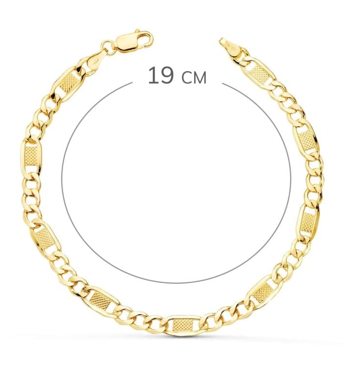 Pulsera 3X1 Tallada Oro Amarillo 18K 19 cm | comprar pulseras de mujer, joyería online