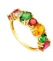 Anillo Oro Amarillo 18K Piedras Multicolor
