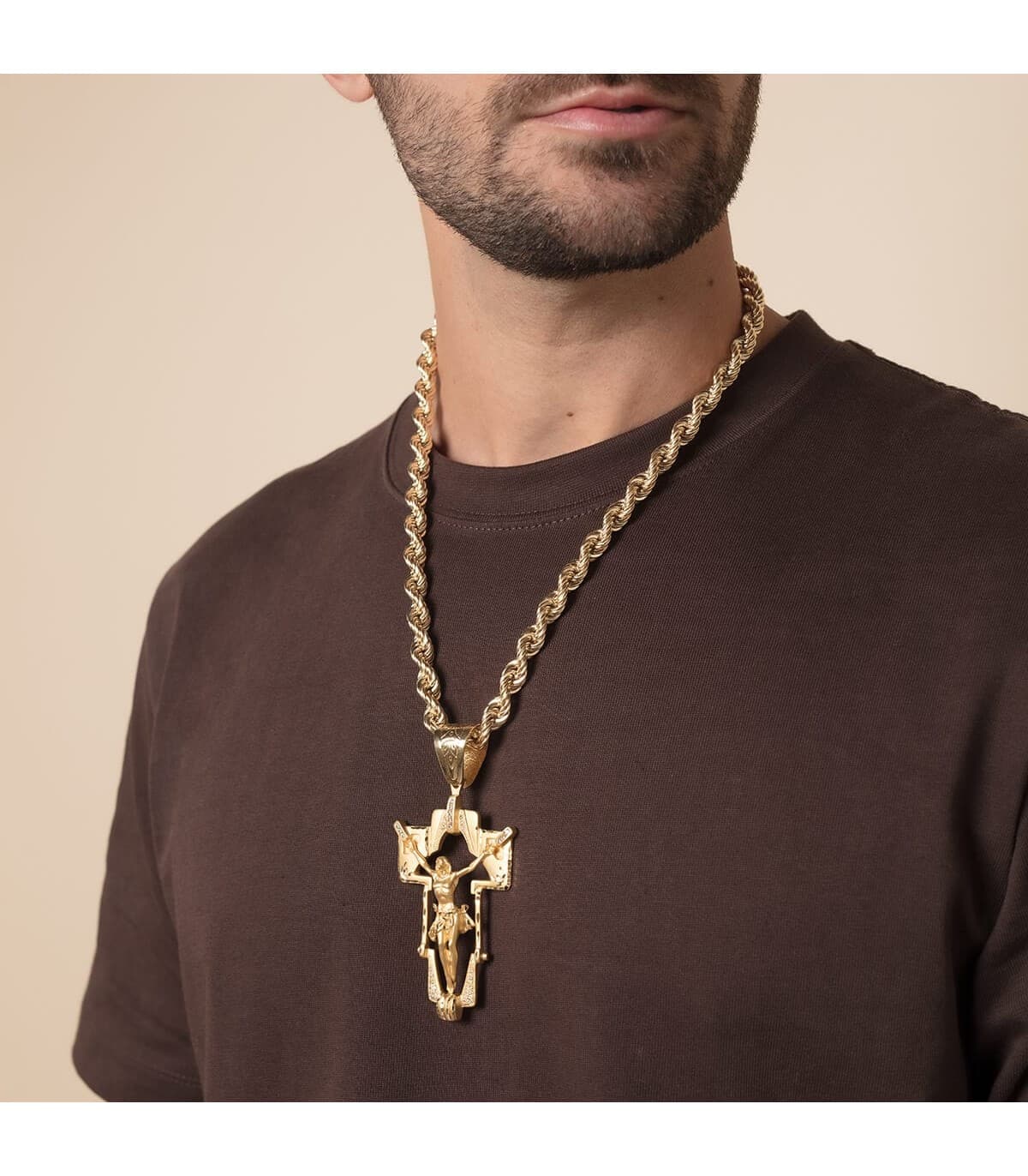 Colgante Cristo Cruz Oro Amarillo 18 K 77 MM