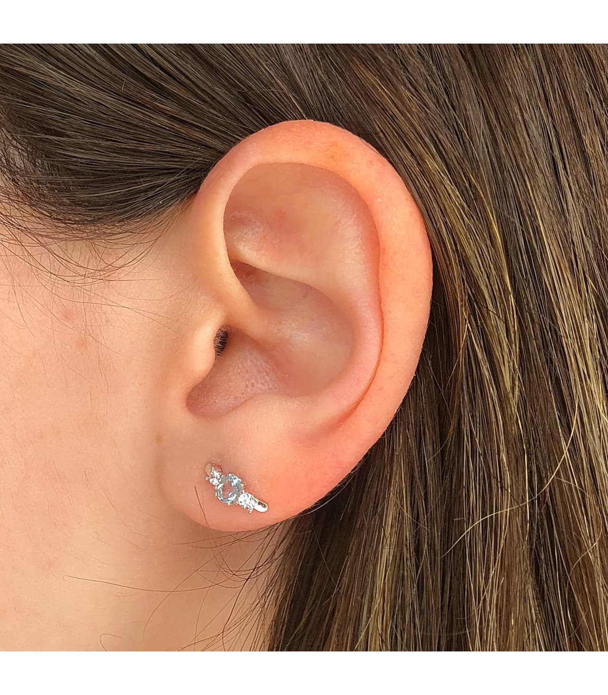 Boucles D'oreilles Supernova Or blanc 18K Topaze Bleue