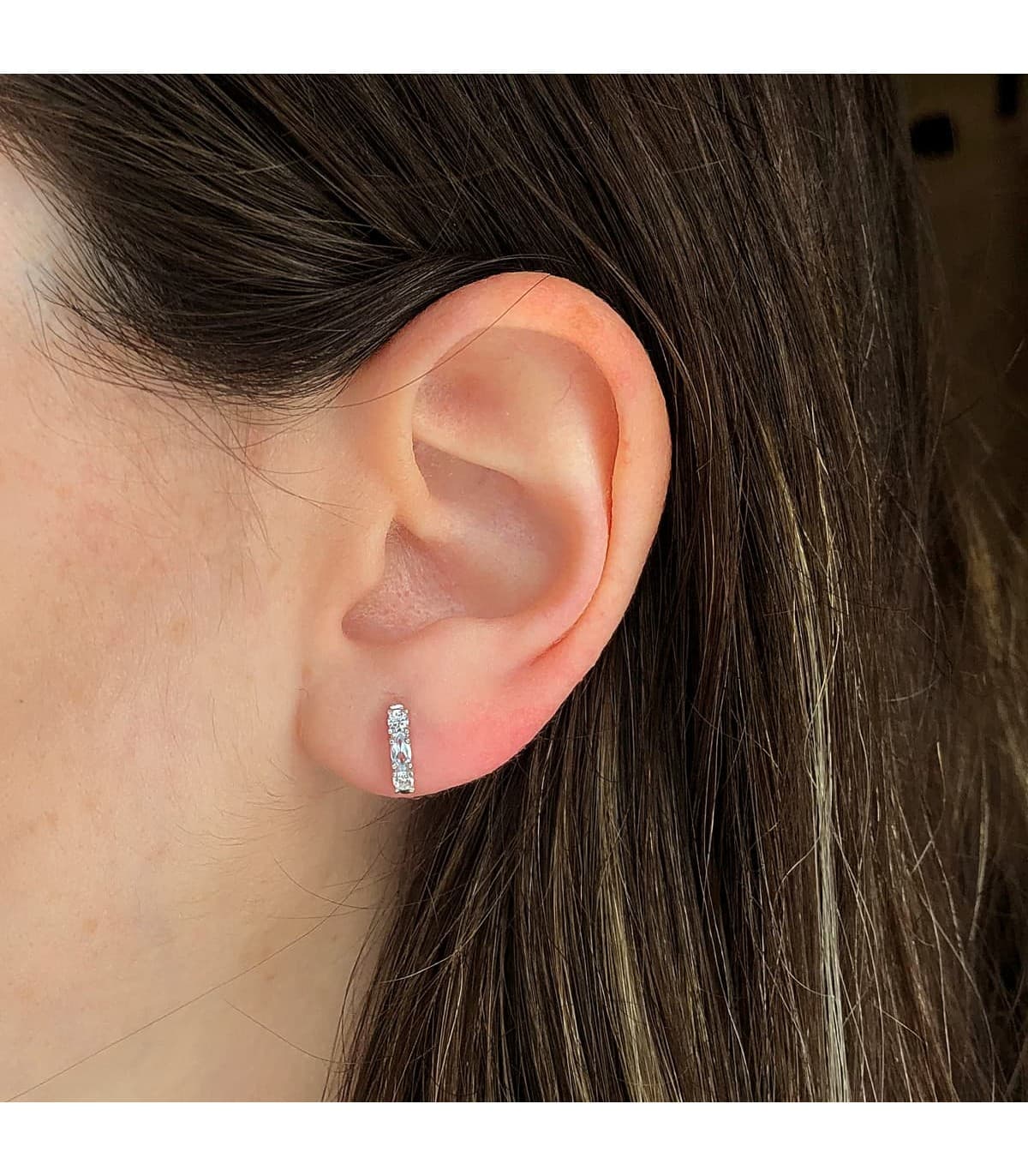 Pendientes Novia Supernova Oro blanco Topacio Azul | pendientes de novia pequeños originales sencillos| piedras semipreciosas