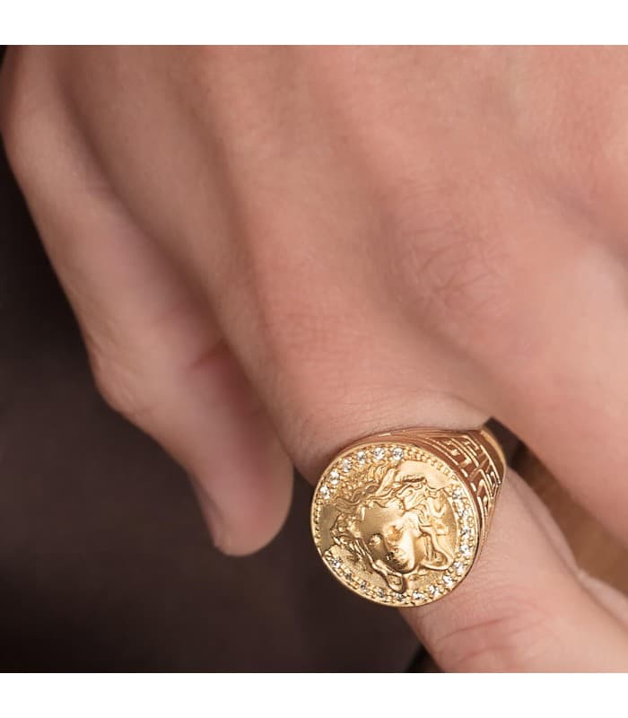 Sello Medusa Oro Amarillo 18K Greca | joyería online | alta joyería