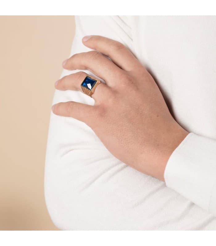 Sello Caballero Oro amarillo 18k Ezra Espinela Zafiro | Alda Joyeros, joyería online