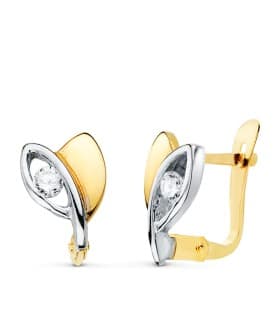 Joyería online Alda Joyeros | Pendientes Comunión Oro bicolor Vela 18 Ktes