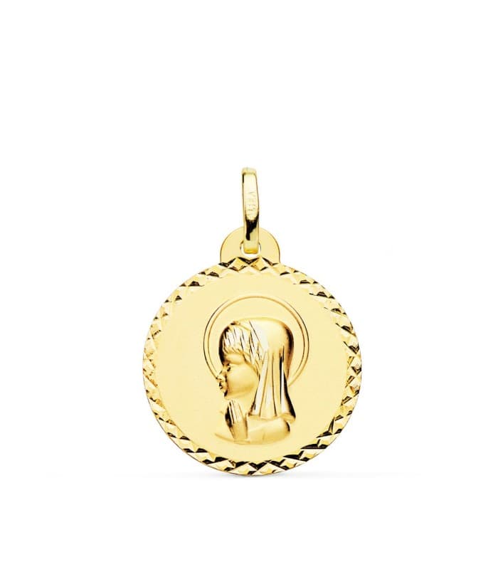 Alda joyeros, joyería online | Medalla Virgen niña Oro 18K 20mm Talla | grabado gratuito para personalizar colgantes religiosos