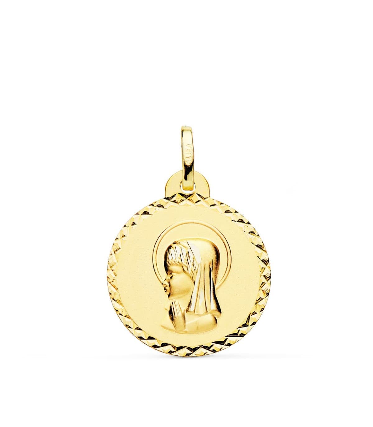 Alda joyeros, joyería online | Medalla Virgen niña Oro 18K 20mm Talla | grabado gratuito para personalizar colgantes religiosos
