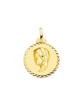 Alda Joyeros, joyería online |Medalla Virgen Niña Talla Oro Amarillo 18 K 20 MM | colgante personalizado con grabado