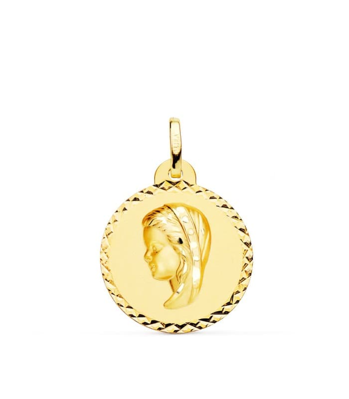 Alda Joyeros, joyería online |Medalla Virgen Niña Talla Oro Amarillo 18 K 20 MM | colgante personalizado con grabado