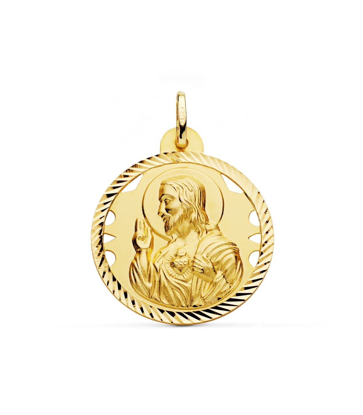 Alda joyeros, joyería online | Medalla Corazón de Jesús Oro 18K 28 mm Calada
