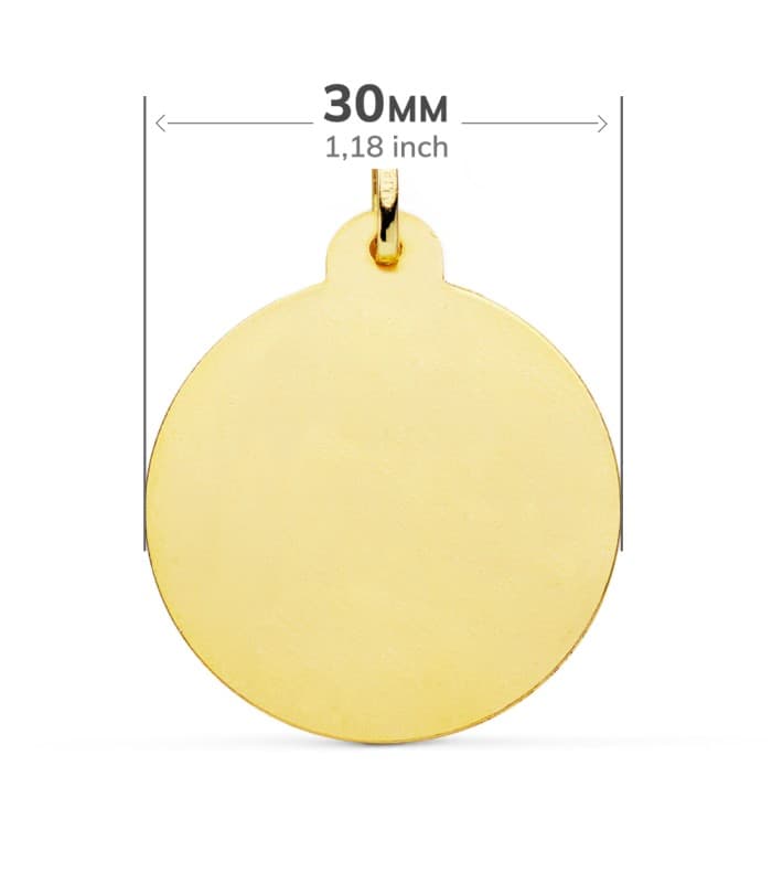Alda Joyeros, bijouterie en ligne. Médaille Sacré-Coeur de Jésus 18 Carats 30 mm Biseauté