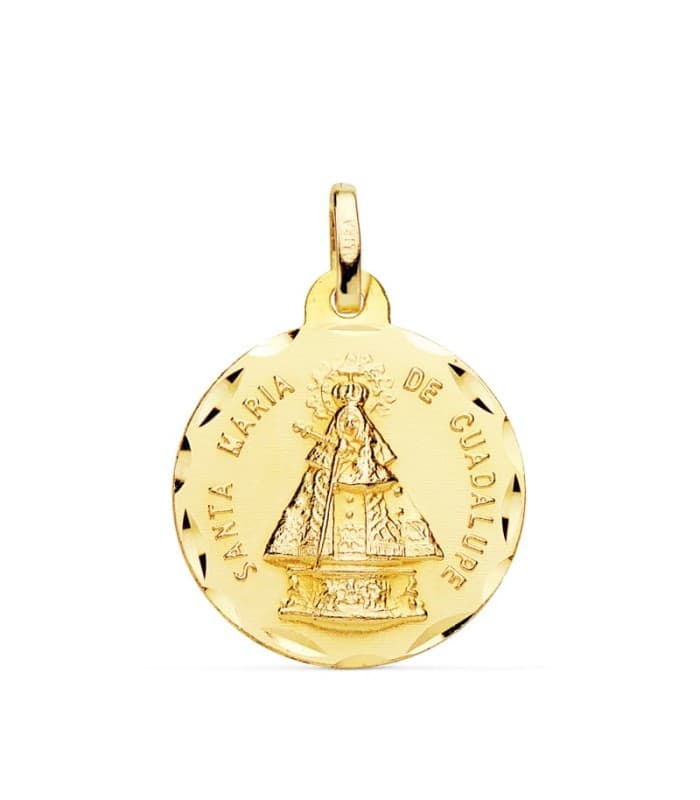 Medalla Virgen de Guadalupe Extremadura 18K 24 mm Tallada |comprar joyas online