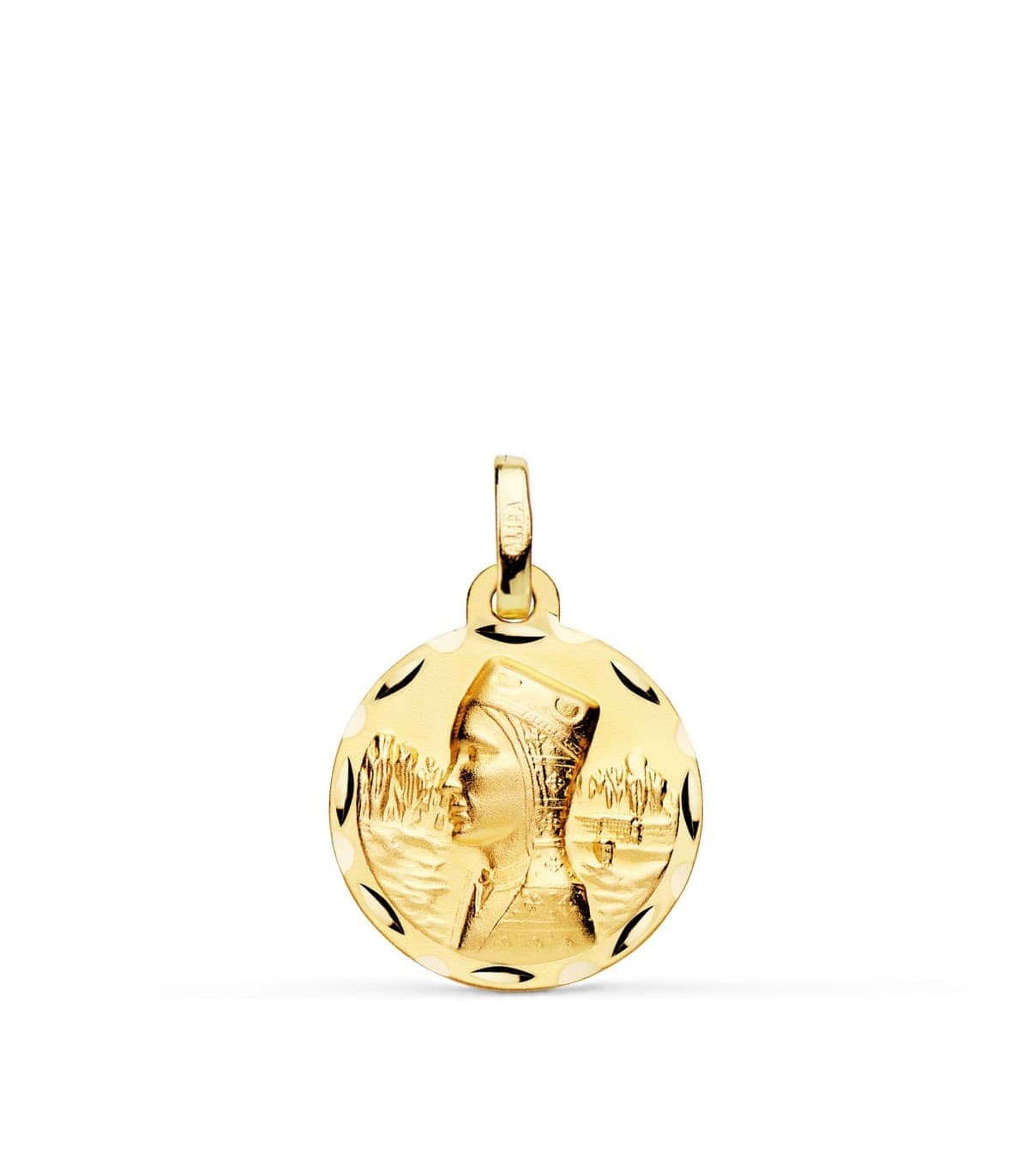 Medalla oro Virgen de Montserrat 18 Ktes 16mm joya religiosa personalizada grabado comunion