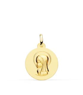 Alda joyeros, joyería online | Medalla Virgen niña Oro 18K 18mm Mate