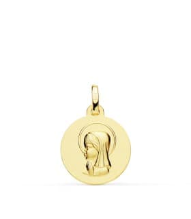 Alda joyeros, joyería online | Medalla Virgen niña Oro 18K 16mm Mate