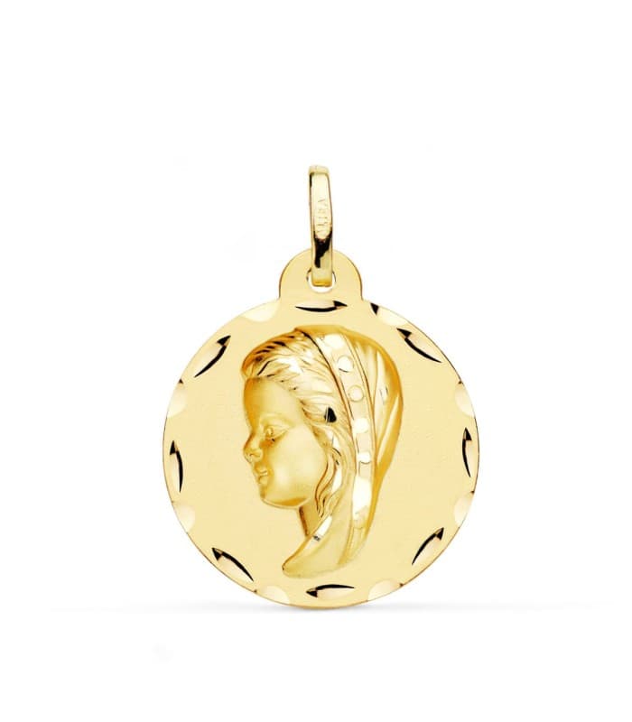 Alda Joyeros, joyería online | Medalla Virgen Niña Tallada Oro Amarillo 18 K 24 MM